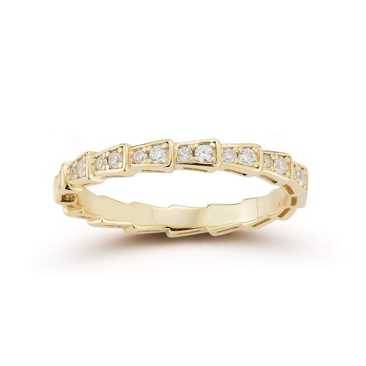 Sterling Statements 14K Yellow Gold Over Sterling Silver CZ Serpent
Scale Band Ring