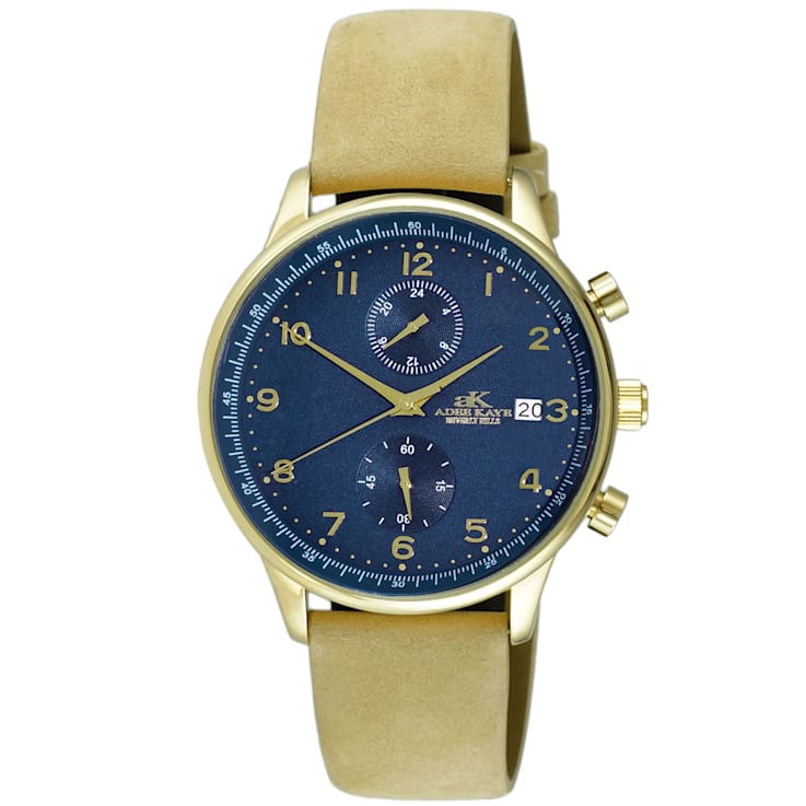 Adee Kaye Men's Maze Tan Leather Strap Watch