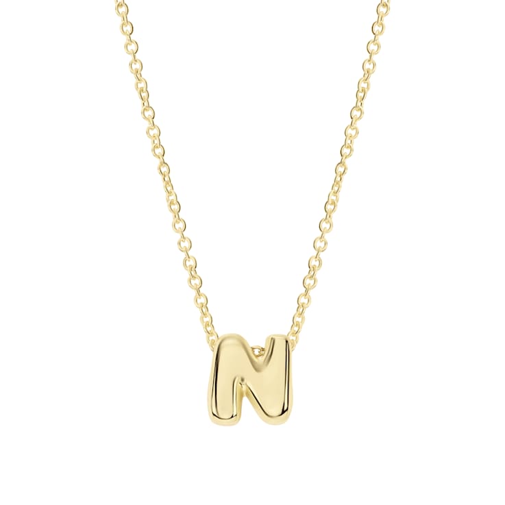 CZ Initial N Tennis Necklace And Pendant Set In 14K Gold Over Brass 4.05ctw