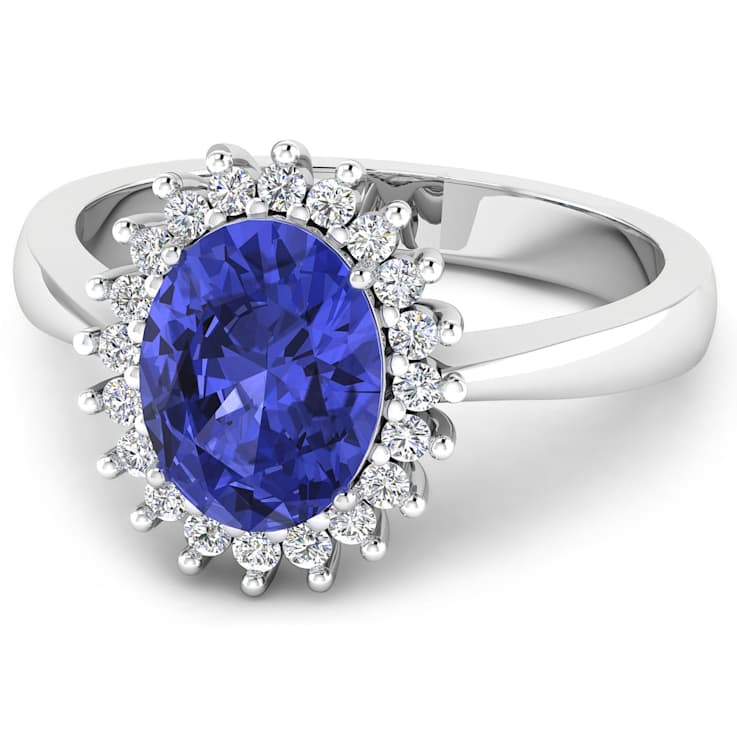 1.28ctw Violet Tanzanite and Diamond 14K White Gold Halo Ring