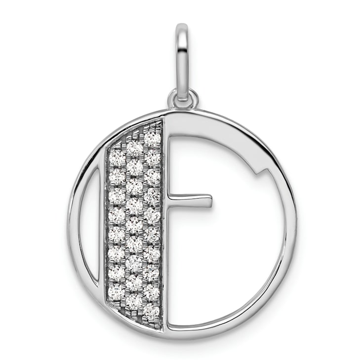 14K White Gold Gatsby Diamond Initial F Charm