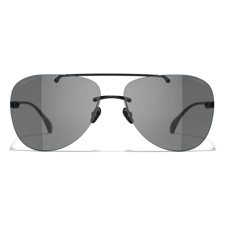 Chanel Black Aviator Frame / Gray Lenses Sunglasses