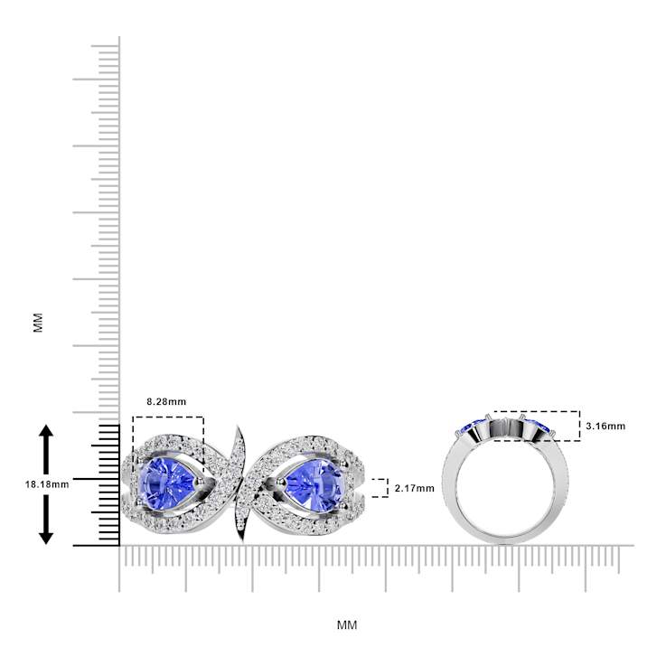 14K White Gold Tanzanite and Diamond Ring 0.67 ctw
