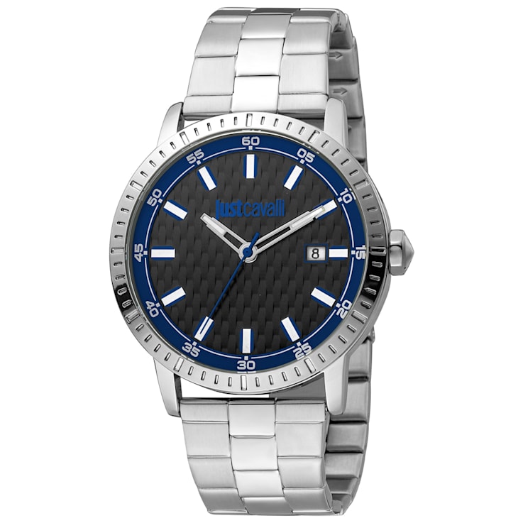 Just Cavalli Men s Young Regolare 42mm Quartz Black Dial Stainless Steel Watch
