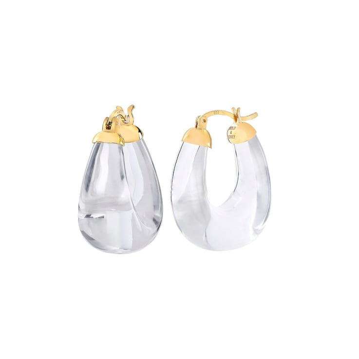 14K Yellow Gold Over Sterling Silver Clear Chunky Bucket Acrylic Hoops
