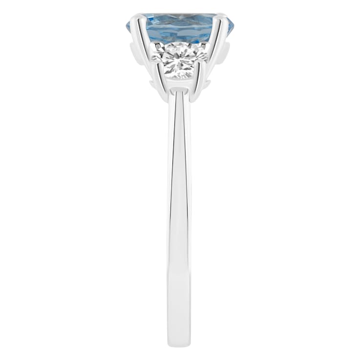 8mm Round Sky Blue Topaz And White Topaz Rhodium Over Sterling Silver
3-Stone Ring