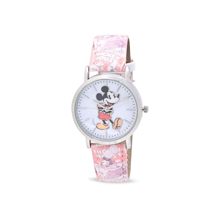 Disney Mickey Standing His and Hers Orange Comic Strip Watches Set of 2