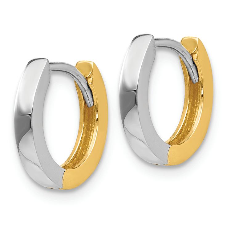 14k Two-tone 1/2" Round Hinged Hoop Earrings