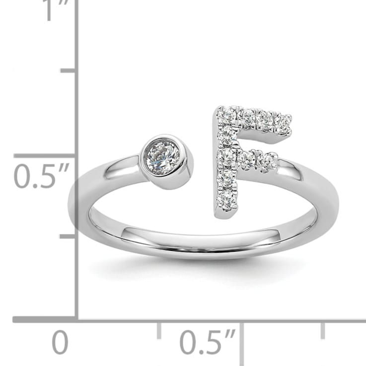 Rhodium Over 14K White Gold Lab Grown Diamond VS/SI GH, Initial F
Adjustable Ring