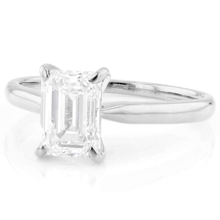 Lab-Grown Diamond Emerald-Cut Solitaire Ring In 14K White Gold 2.00ct