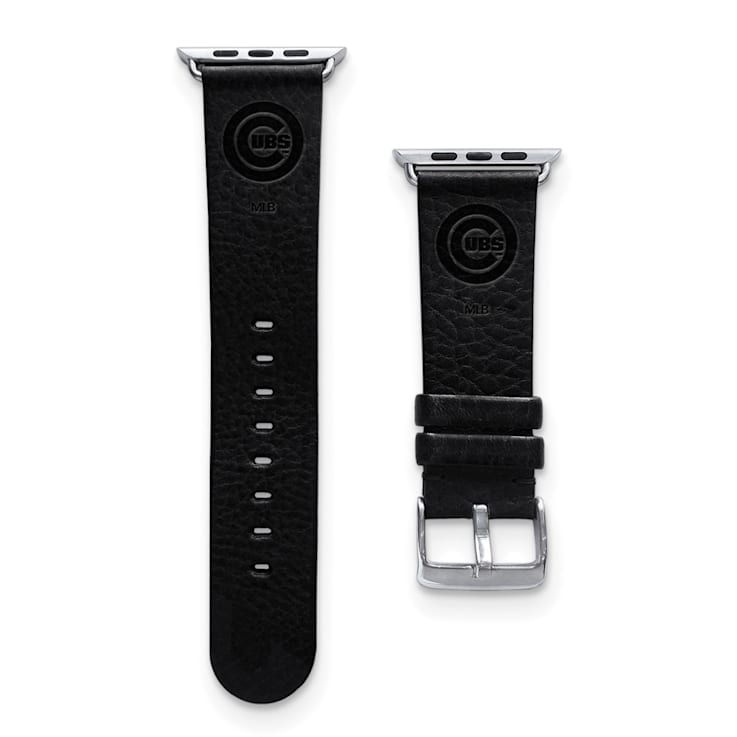 Gametime MLB Chicago Cubs Black Leather Apple Watch Band 38 40mm