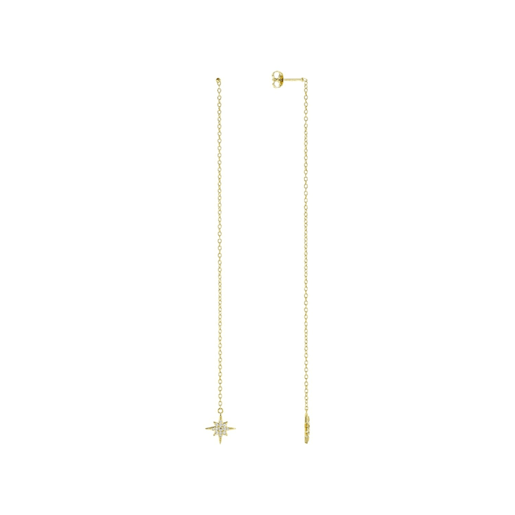 White Cubic Zirconia 18K Yellow Gold Over Sterling Silver Star Drop
Earrings 0.20ctw