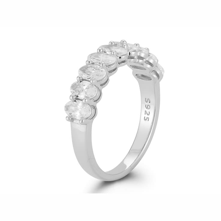 Sterling Statements Rhodium Over Sterling Silver Oval CZ Half Eternity
Band Ring
