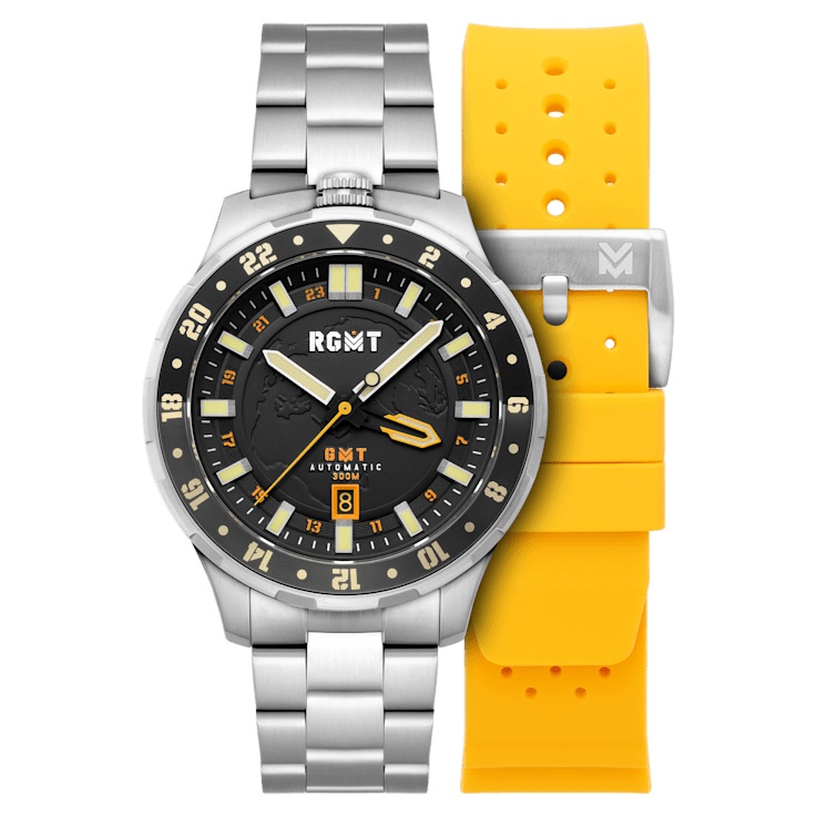 RGMT Globemaster GMT Yellow Dial White Bezel White Stainless Steel Band
Automatic Watch