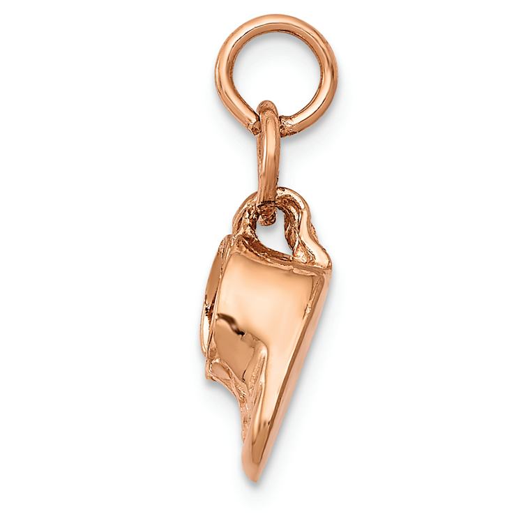 14k Rose Gold 3D Moveable Textured Baby Shoes Charm