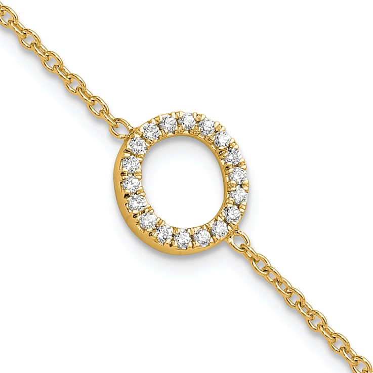14k Yellow Gold Diamond Sideways Letter O Bracelet