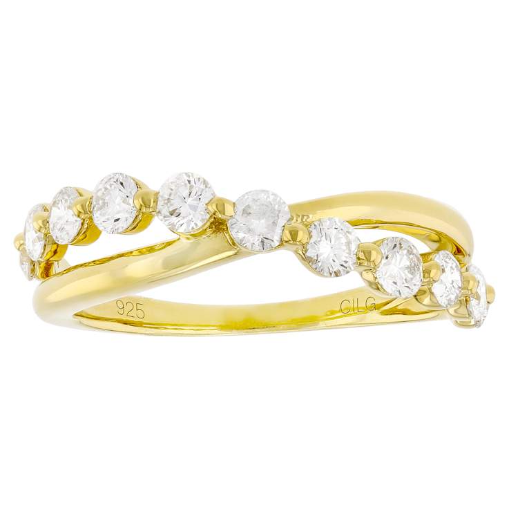 Lab-Grown Diamond Band Ring In 14K Gold Over Sterling Silver 0.90ctw
