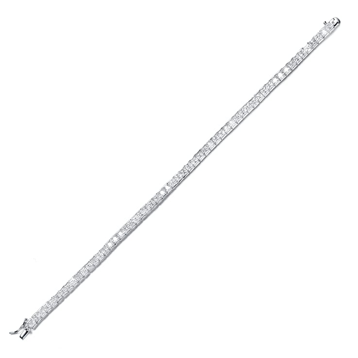 CZ Channel-Set Tennis Bracelet In White Rhodium Over Brass