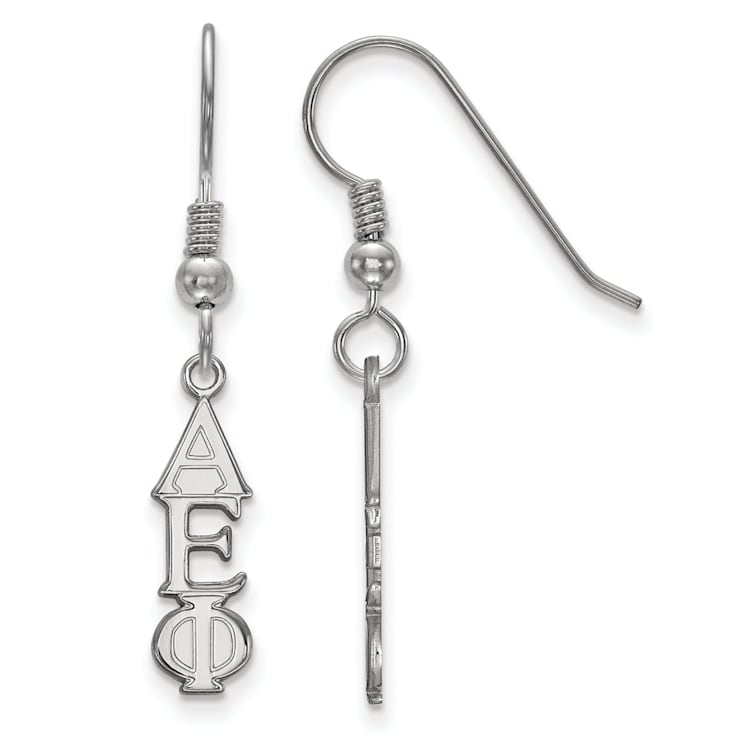 Rhodium Over Sterling Silver LogoArt Alpha Epsilon Phi Small Dangle Earrings