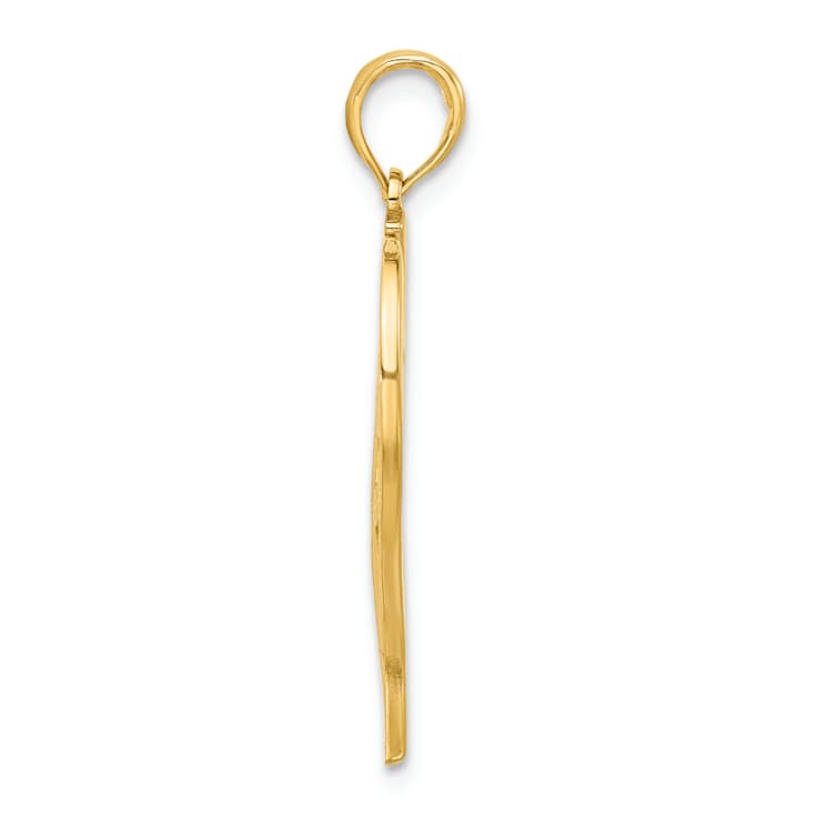 14k Yellow Gold Polished Leaf Pendant