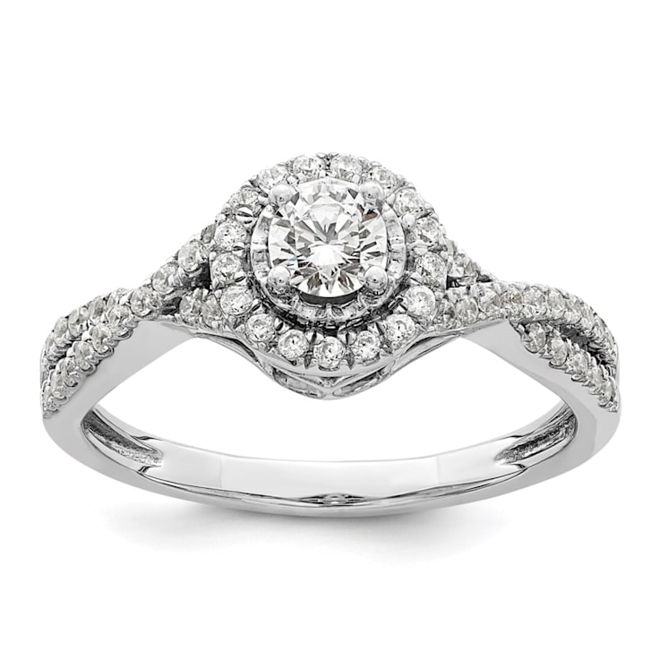 Rhodium Over 14K White Gold Eternal Promise Lab Grown Diamond Halo
Complete Ring 0.554ctw