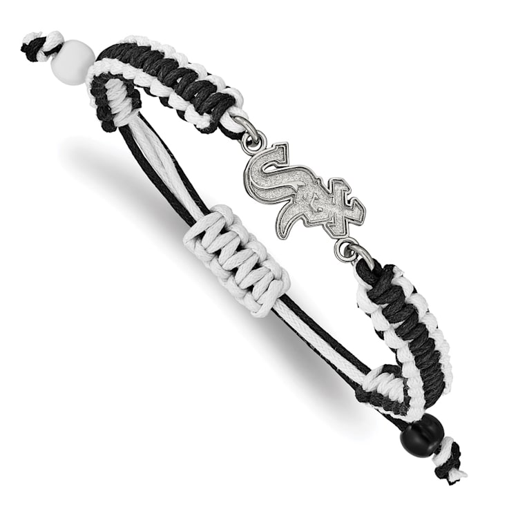 Stainless Steel MLB LogoArt Chicago White Sox Adjustable Cord Bracelet