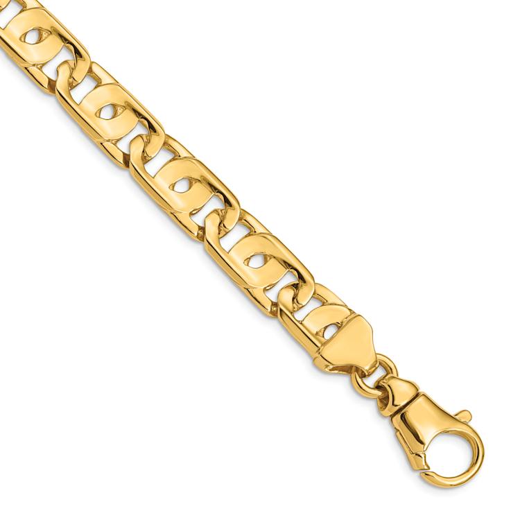 14k Yellow Gold 10mm Hand-Polished Solid Fancy Link 22 Inch Chain
