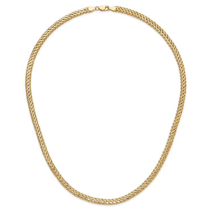14K Yellow Gold Polished Fancy Diamond-cut Link Necklace