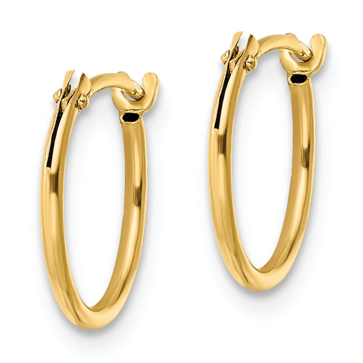 14K Yellow Gold Polished Hinged Hoop Earrings
