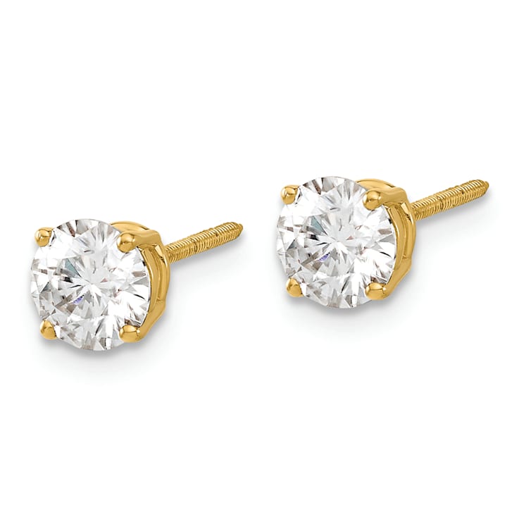 14K Yellow Gold 1.25ct. 5.5mm Round G H I True Light Moissanite
Screwback Earrings