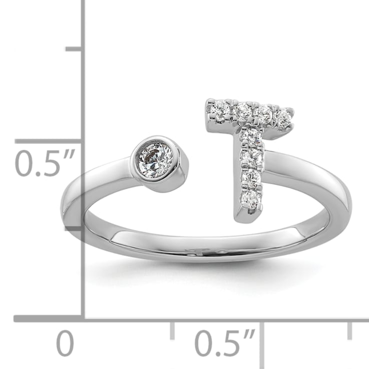 Rhodium Over 14K White Gold Lab Grown Diamond VS/SI GH, Initial T
Adjustable Ring