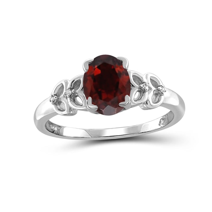 Red Garnet And White Diamond Sterling Silver Ring 1.63ctw