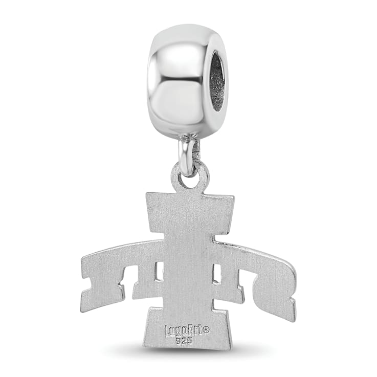 Sterling Silver Rhodium-plated LogoArt Iowa State University Small
Dangle Bead