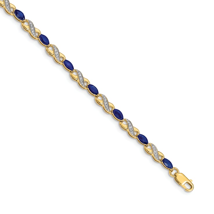 14k Yellow Gold and Rhodium Over 14k Yellow Gold Diamond and Sapphire
Infinity Bracelet
