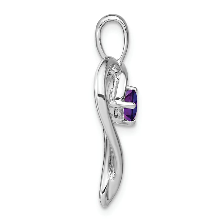 Rhodium Over 14k White Gold Amethyst Heart Pendant