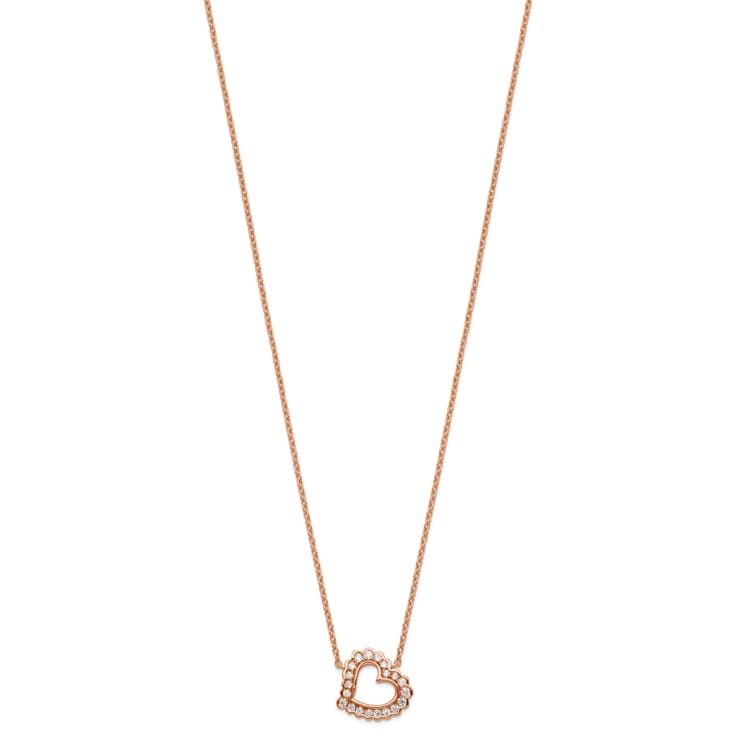 14K Rose Gold Lab Grown Diamond VS/SI GH, Heart Pendant Necklace
