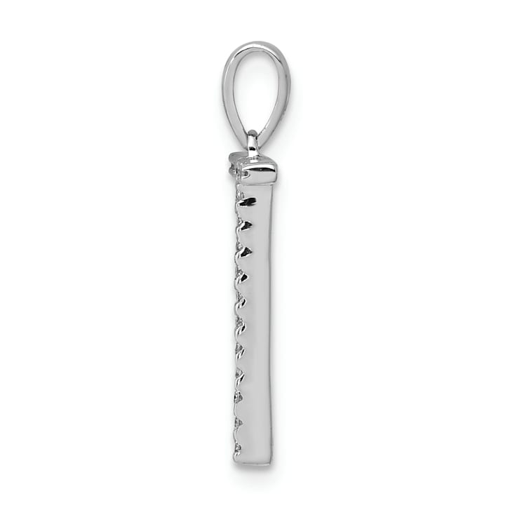 Rhodium Over 14K White Gold Diamond Letter T Initial Pendant