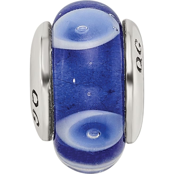 Sterling Silver Blue Hand-blown Glass Bead