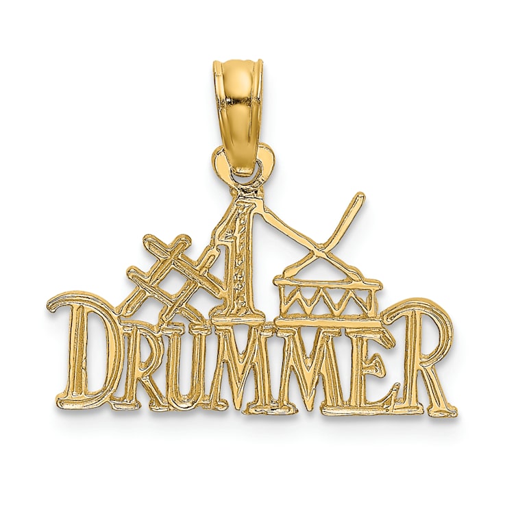14k Yellow Gold Textured #1 Drummer pendant