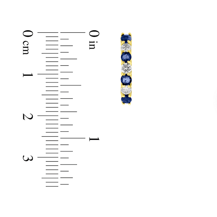 1.15ctw Sapphire and Diamond Hoop Earrings in 14k Yellow Gold