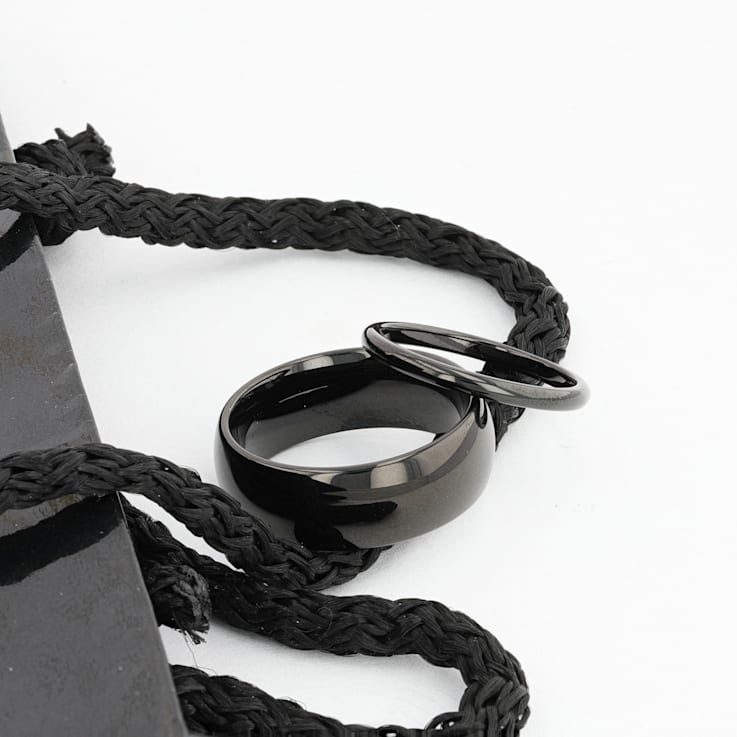 RAVEN Domed Black Tungsten Wedding Band 8mm