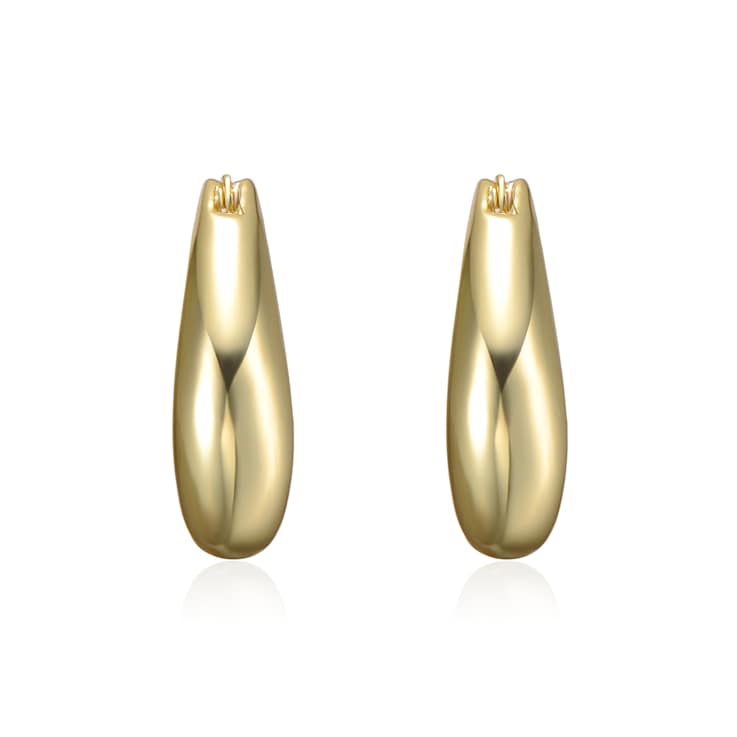 Artistic Puffy Hoop Earrings In 14K Gold Over Brass