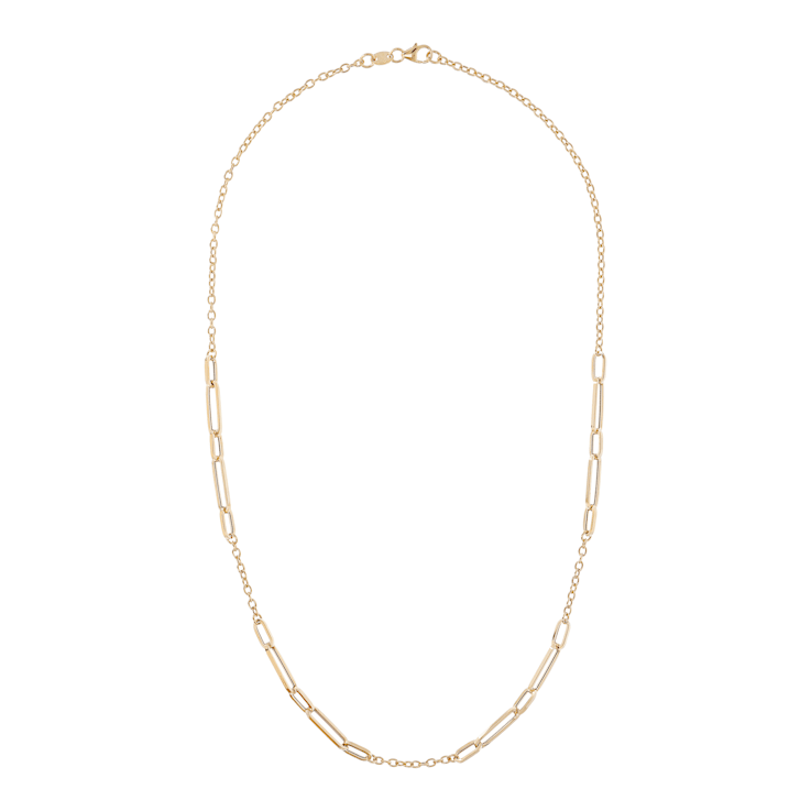 14K Yellow Gold 2.3 and 4.0 mm Paperclip Link 18 Inch Necklace