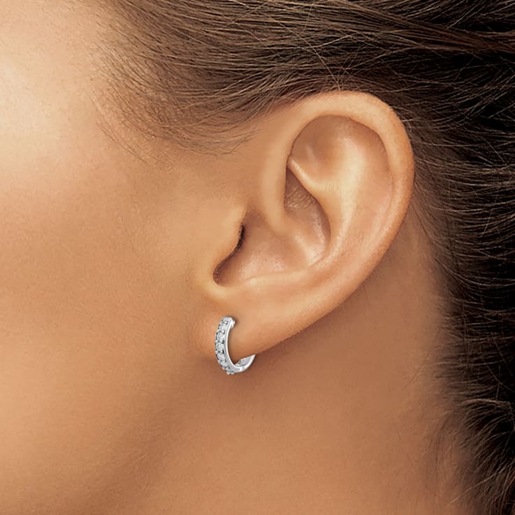 Rhodium Over 14K White Gold Lab Grown Diamond SI1/SI2, G H I, Hinged
Hoop Earrings