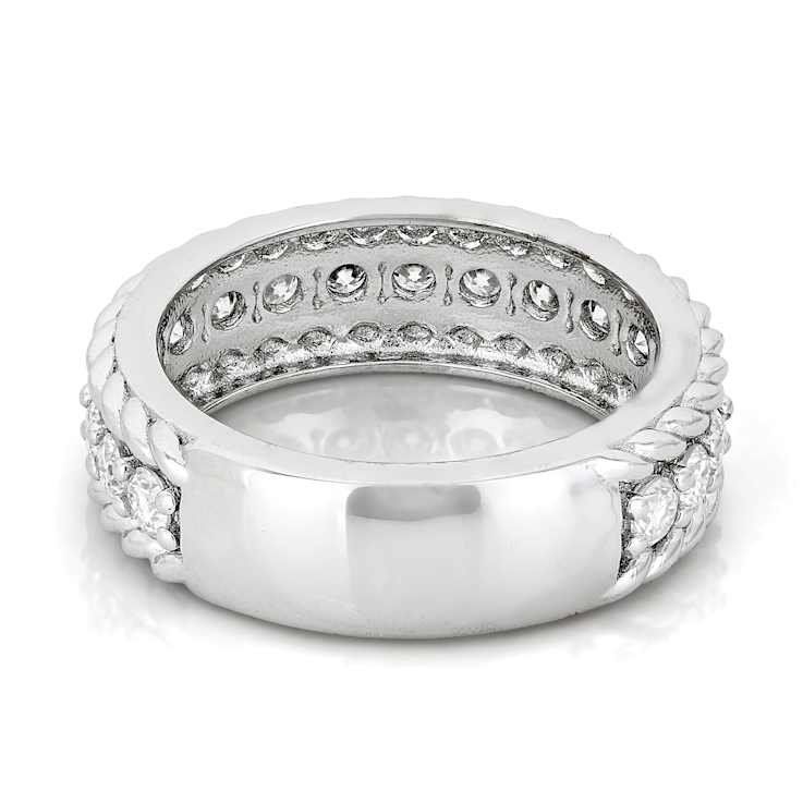 Moissanite Band Ring In Platinum-Enhanced Sterling Silver 1.14ctw
Diamond Equivalent Weight
