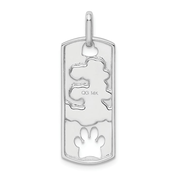 Rhodium Over 14k White Gold Polished Live Love Adopt Paw Dog Tag Pendant