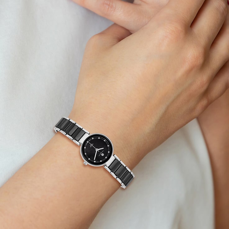 Ladies Charles Hubert Titanium and Ceramic Black Dial Watch