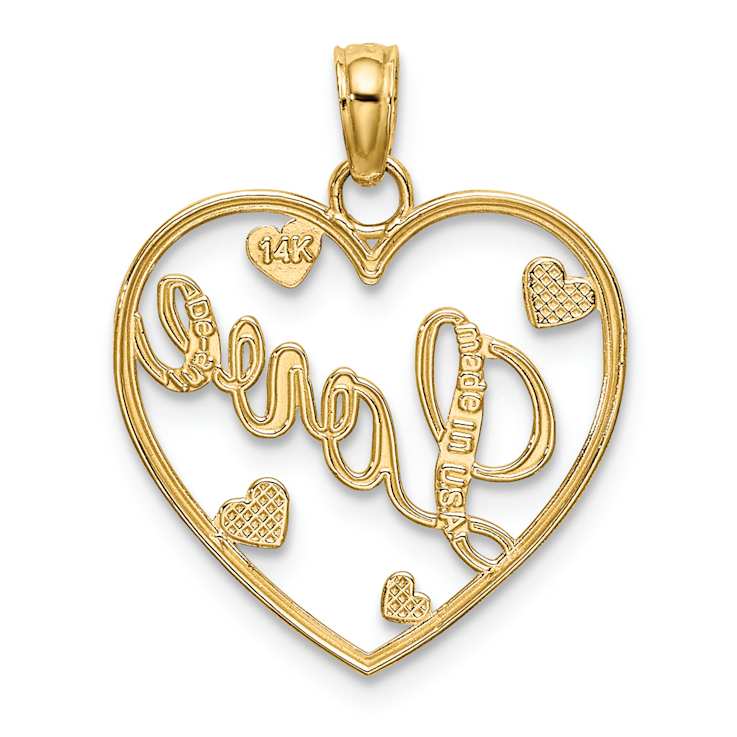 14K Two-tone Gold  Love with Hearts Pendant