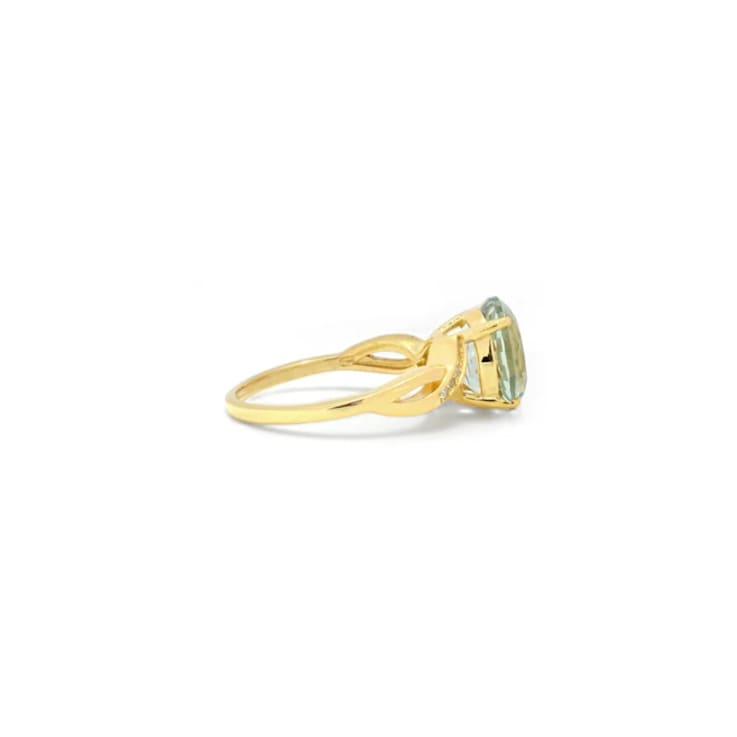 Round Green Prasiolite 10k Yellow Gold Over Sterling Silver Ring