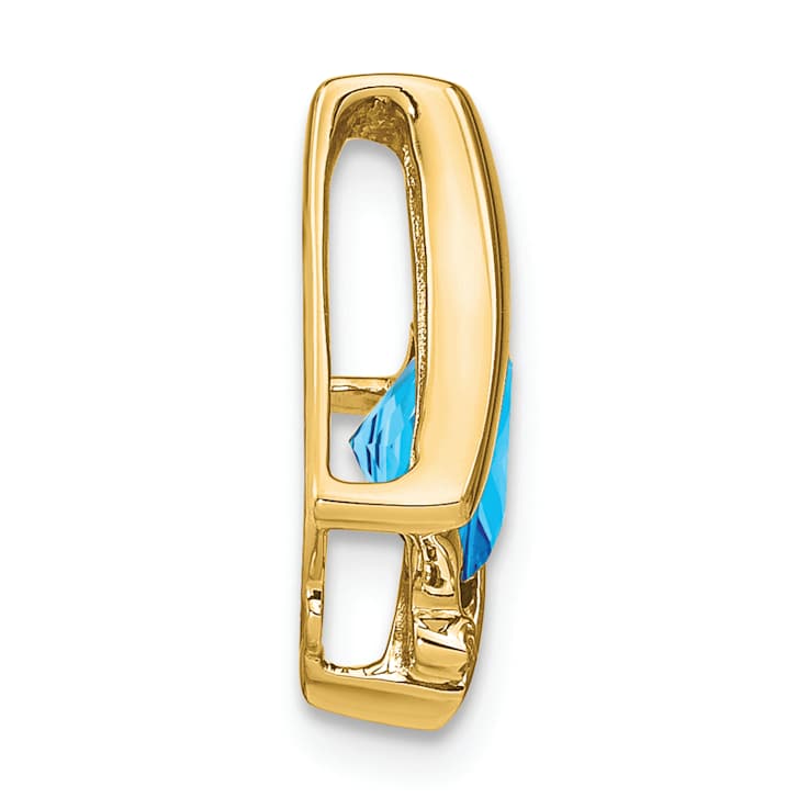 10k Yellow Gold 1.25 cttw Swiss Blue Topaz and Accent Diamond Pendant